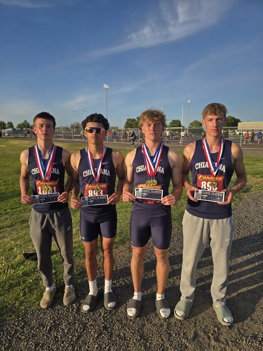 Boys 4x400m relay broke the school record, took 1st and punched their ticket to state! #RiverhawkFamily #RiverhawkStrong #WeAreChiawana #Statebound