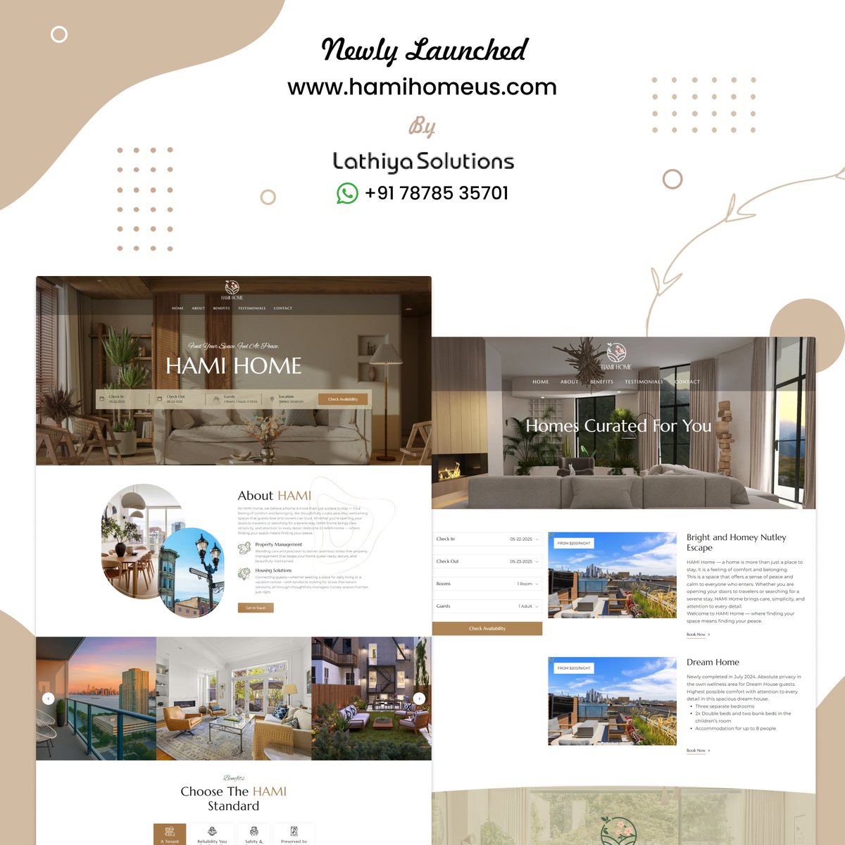 lathiyasolution's tweet image. 🚀 New website launch!
Excited to showcase a stunning website we&apos;ve built for a client. Check it out! 💻✨
🔗hamihomeus.com
Also, explore our own site for more info on our services!
🔗 lathiyasolutions.com
#WebDesign #LathiyaSolutions #WebsiteLaunch