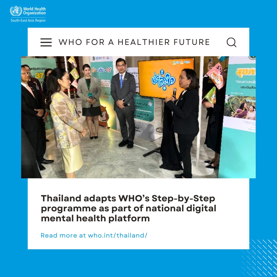 World Health Organization South-East Asia (@whosearo) on Twitter photo As part of #Thailand’s 🇹🇭 first-ever National Mind Month hosted by Prime Minister Paetongtarn Shinawatra, the government collaborated with <a href="/WHO/">World Health Organization (WHO)</a> and other partners to launch the “Tor-Tuem-Jai” Platform, a digital mental health self-care programme.
With mental health needs on the As part of #Thailand’s 🇹🇭 first-ever National Mind Month hosted by Prime Minister Paetongtarn Shinawatra, the government collaborated with <a href="/WHO/">World Health Organization (WHO)</a> and other partners to launch the “Tor-Tuem-Jai” Platform, a digital mental health self-care programme.
With mental health needs on the
