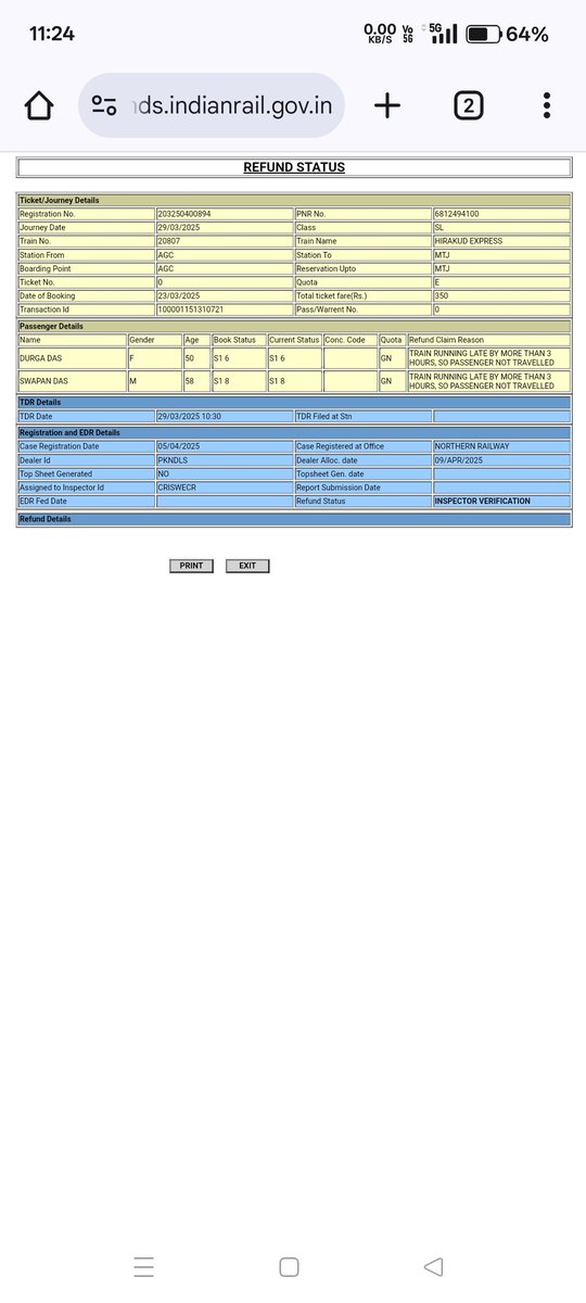 PrankrishnaDey's tweet photo. @RailMinIndia Please see the matter.
It's been around 45 days. No action taken by responsible authority https://t.co/2MMVeE6LAu