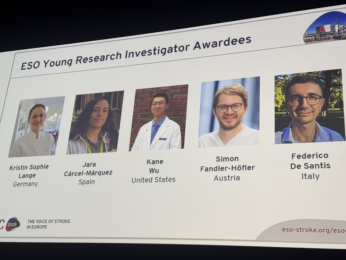Simona Sacco (@simona_sacco_) on Twitter photo 🎉 Congratulations to <a href="/fededs00/">Federico De Santis</a>, neurologist and PhD candidate at <a href="/univaq/">Università degli Studi dell'Aquila</a>, for receiving the <a href="/ESOstroke/">European Stroke Org</a> Young Investigator Award! 👏🏻👏🏻👏🏻
A well-deserved recognition!
Kudos to Raffaele Ornello, Matteo Foschi and Eleonora De Matteis, key members of the project team. So proud! 💪🏻🧠 🎉 Congratulations to <a href="/fededs00/">Federico De Santis</a>, neurologist and PhD candidate at <a href="/univaq/">Università degli Studi dell'Aquila</a>, for receiving the <a href="/ESOstroke/">European Stroke Org</a> Young Investigator Award! 👏🏻👏🏻👏🏻
A well-deserved recognition!
Kudos to Raffaele Ornello, Matteo Foschi and Eleonora De Matteis, key members of the project team. So proud! 💪🏻🧠