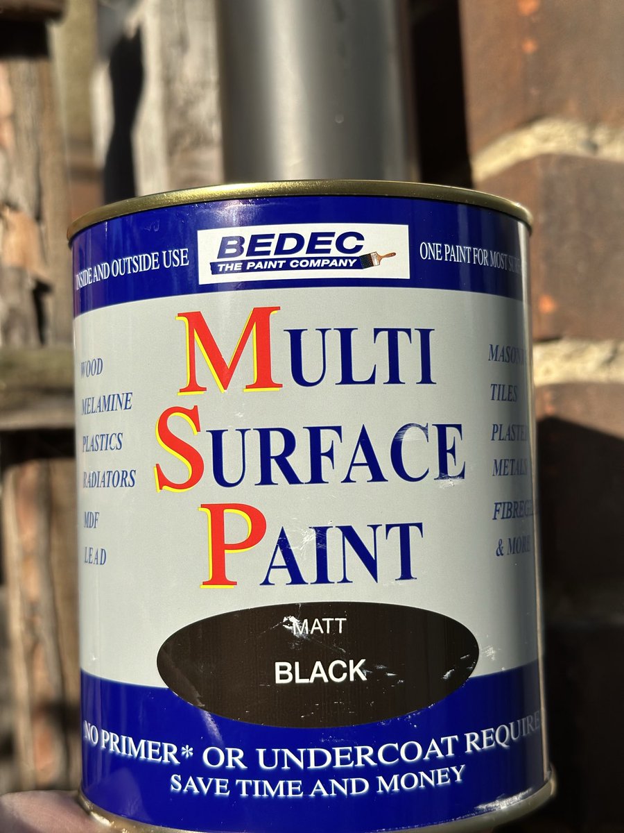 Painting gutters and down pipes? This is what you need. Self-priming and is available in a variety of finishes.