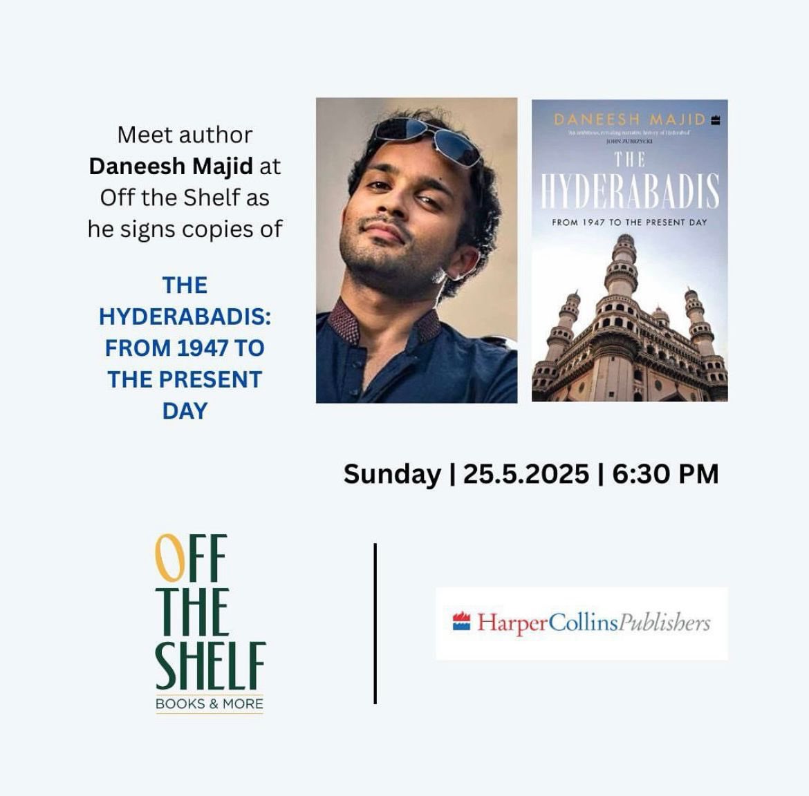Daneesh Majid (@majiddan) on Twitter photo Will be signing at two of Hyderabad’s premier indie literary bookstores today and tomorrow. Drop by, get your copy of my <a href="/HarperCollinsIN/">HarperCollins</a>-published book signed and say hello : )
Looking forward to meet y’all! Will be signing at two of Hyderabad’s premier indie literary bookstores today and tomorrow. Drop by, get your copy of my <a href="/HarperCollinsIN/">HarperCollins</a>-published book signed and say hello : )
Looking forward to meet y’all!