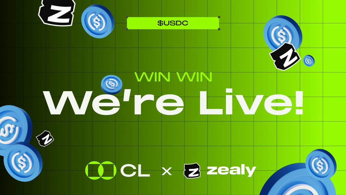 🔥 Join the Crypto Life Zealy Event!

🎁 Reward Pool - 1,000 $USDC
➡️ Top 21 Users will Win

💤 Zealy Link- zealy.io/cw/clcnation/q…

➡️ More XP = More Rewards 
#ZealyEvent #Zealy #CryptoLife #Clcnation #Zealyapp
