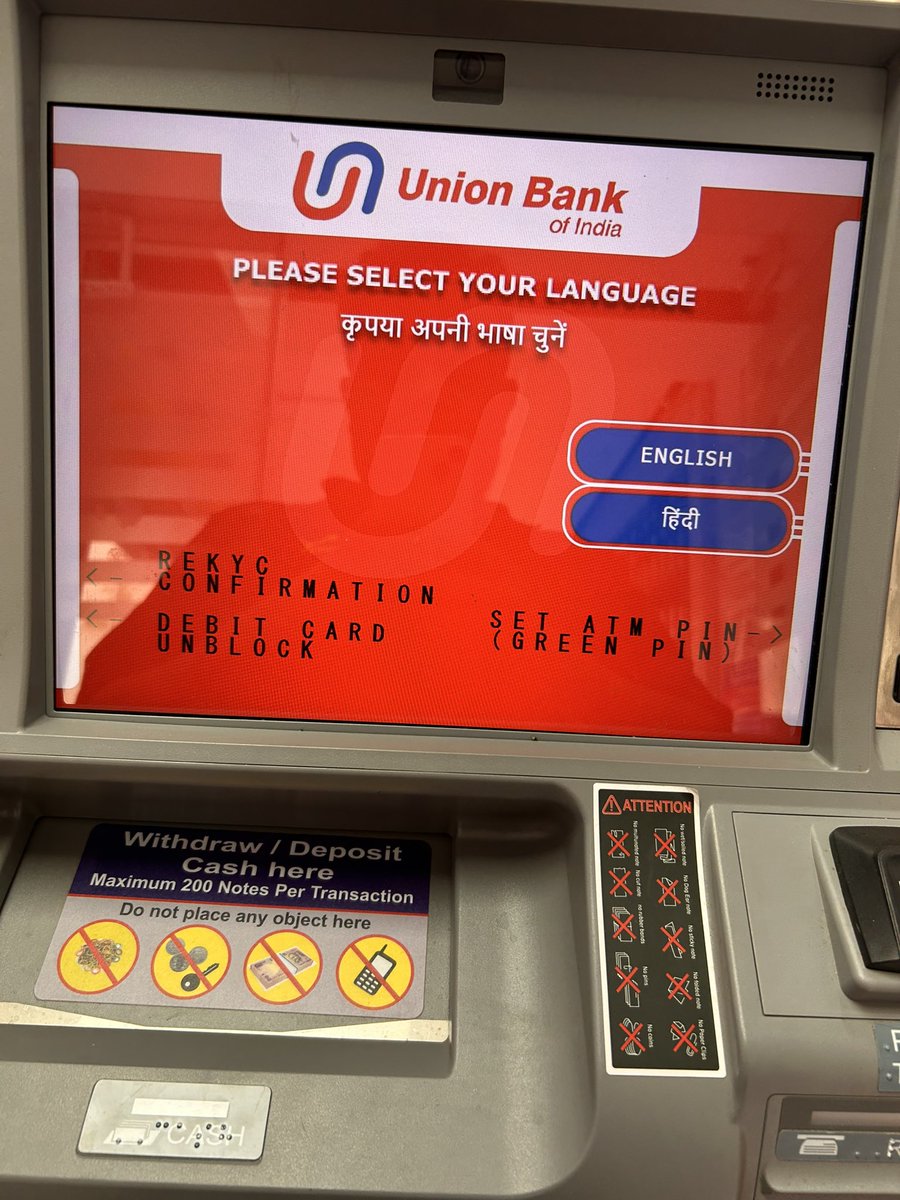 Prathap ಕಣಗಾಲ್💛❤️ (@kanagalogy) on Twitter photo Hello, <a href="/UnionBankTweets/">Union Bank of India</a> at ur ATM outside the Nagarbhavi Branch near the NLS campus, had literally wasted so much time searching for My language Kannada., after reading “Select Your Language” but only to find English and another alien language Hindi.
What’s the whole point of Hello, <a href="/UnionBankTweets/">Union Bank of India</a> at ur ATM outside the Nagarbhavi Branch near the NLS campus, had literally wasted so much time searching for My language Kannada., after reading “Select Your Language” but only to find English and another alien language Hindi.
What’s the whole point of