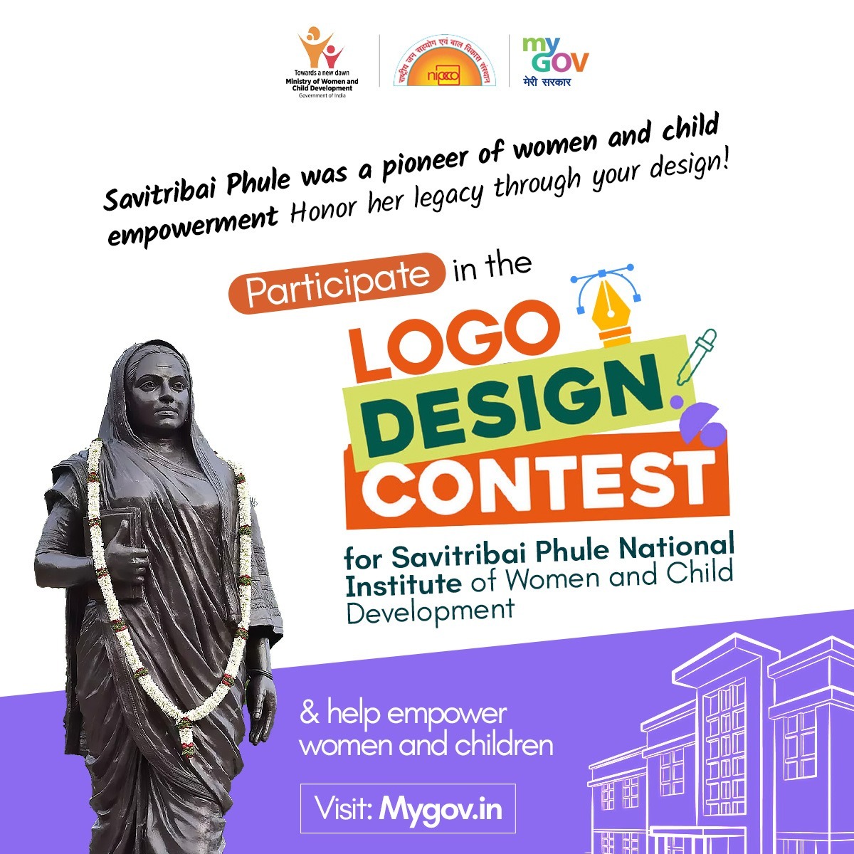 Contest_In (@contest_in) on Twitter photo CT: <a href="/mygovindia/">MyGovIndia</a> Participate in the logo design contest for the Savitribai Phule National Institute of Women and Child Development.
Your design could represent the values and vision of the Institute.
To participate, visit: mygov.in/task/logo-desi…
#LogoDesign CT: <a href="/mygovindia/">MyGovIndia</a> Participate in the logo design contest for the Savitribai Phule National Institute of Women and Child Development.
Your design could represent the values and vision of the Institute.
To participate, visit: mygov.in/task/logo-desi…
#LogoDesign