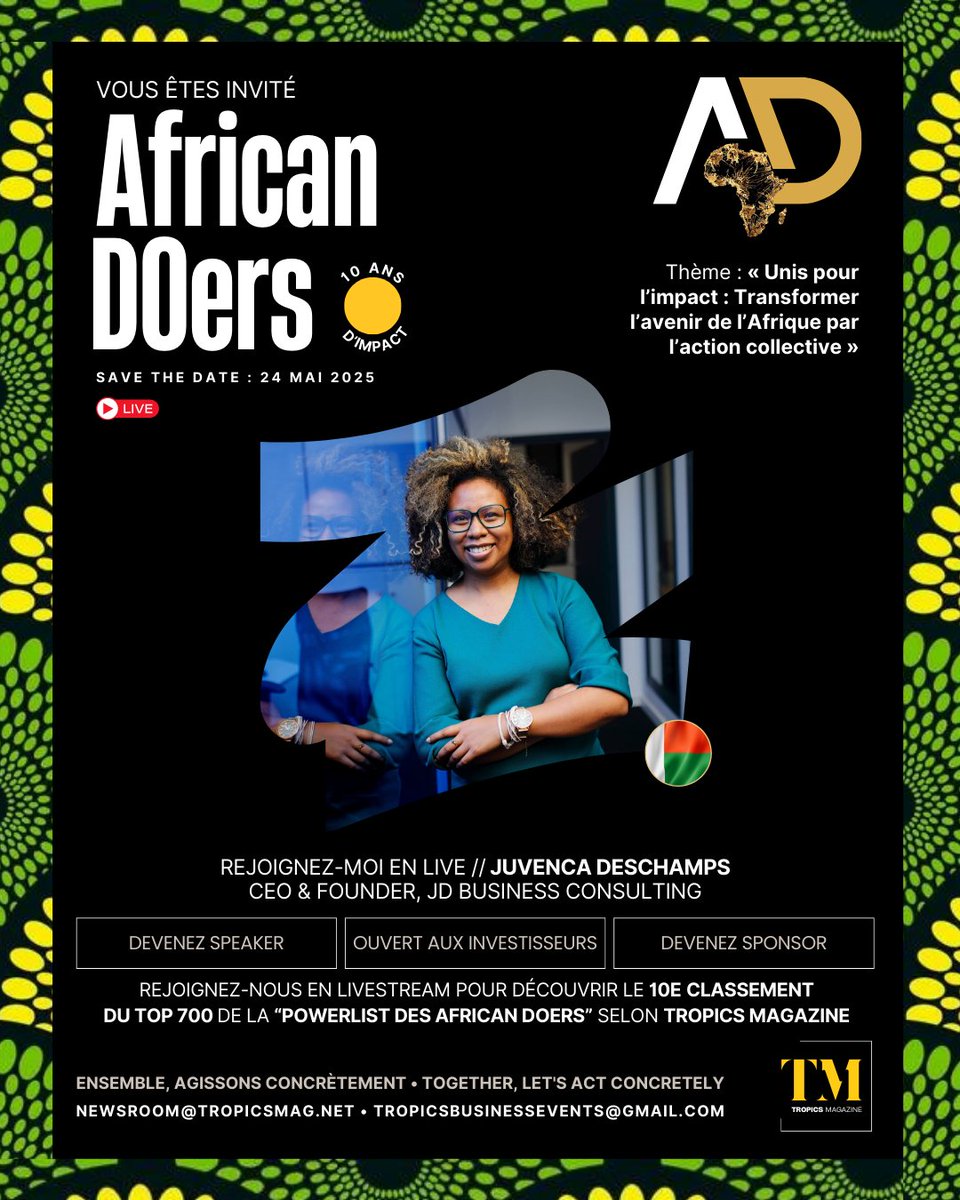 🌟 Le Mois de l’Afrique 2025 commence avec le 10ᵉ Showcase African DOers &amp; Powerlist ! 

Rejoignez la célébration et regardez le livestream ici : youtube.com/live/ooEZA_Be7…
#AfricaMonth #AfricanDOers #Powerlist2025 #Africa #Afrique #Diaspora #AfricaDay #AfCFTA #ZLECAf