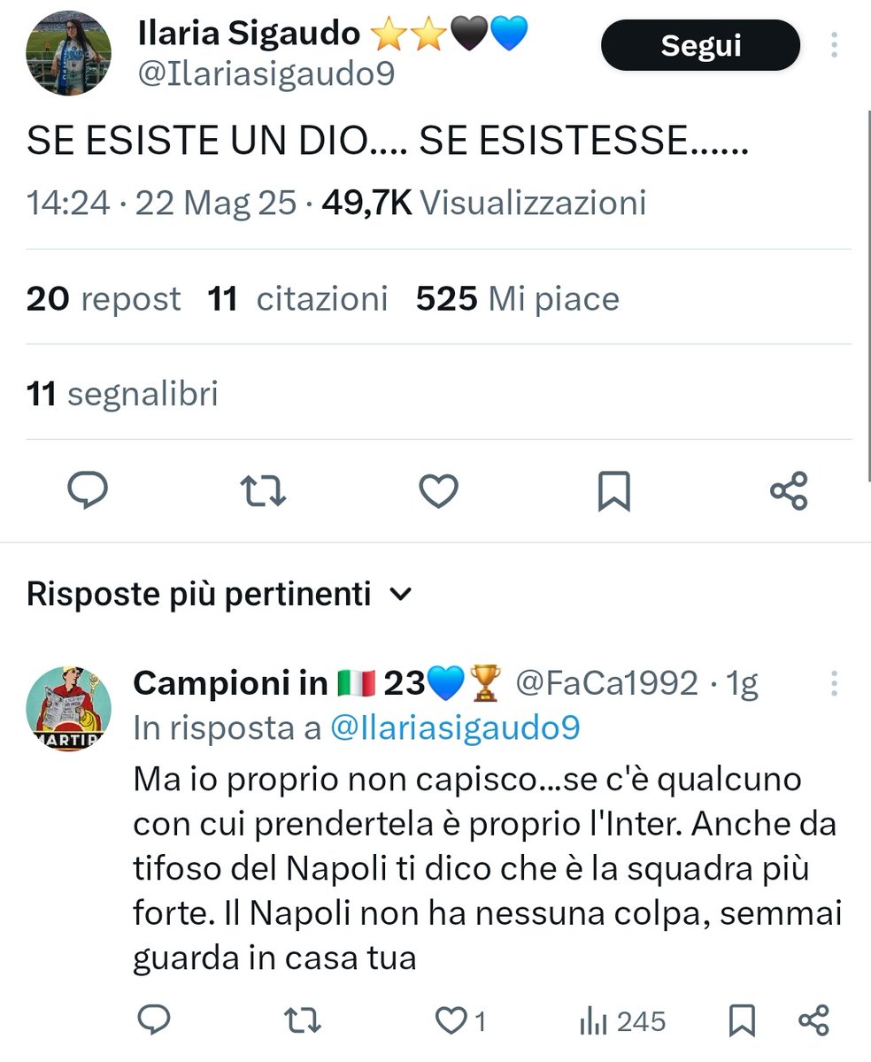 Nonostante sta gente qua, con evidenti problemi personali. Mando un grande e sincero in bocca al lupo per il 31 maggio a <a href="/PeppinInter/">PeppinInter (Roberto Ritondale) 🖤💙</a> <a href="/alessiomagno1/">alessiomagnoassaje ‘O Stuppl 🖤💙</a> <a href="/sebastianoragu1/">Sebastiano ragusa🖤💙🖤💙</a> <a href="/SandyLombardia/">Sandy ⭐️⭐️🖤💙</a> (scusate ho dimenticato di sicuro altri)
È stato un campionato fantastico 💙