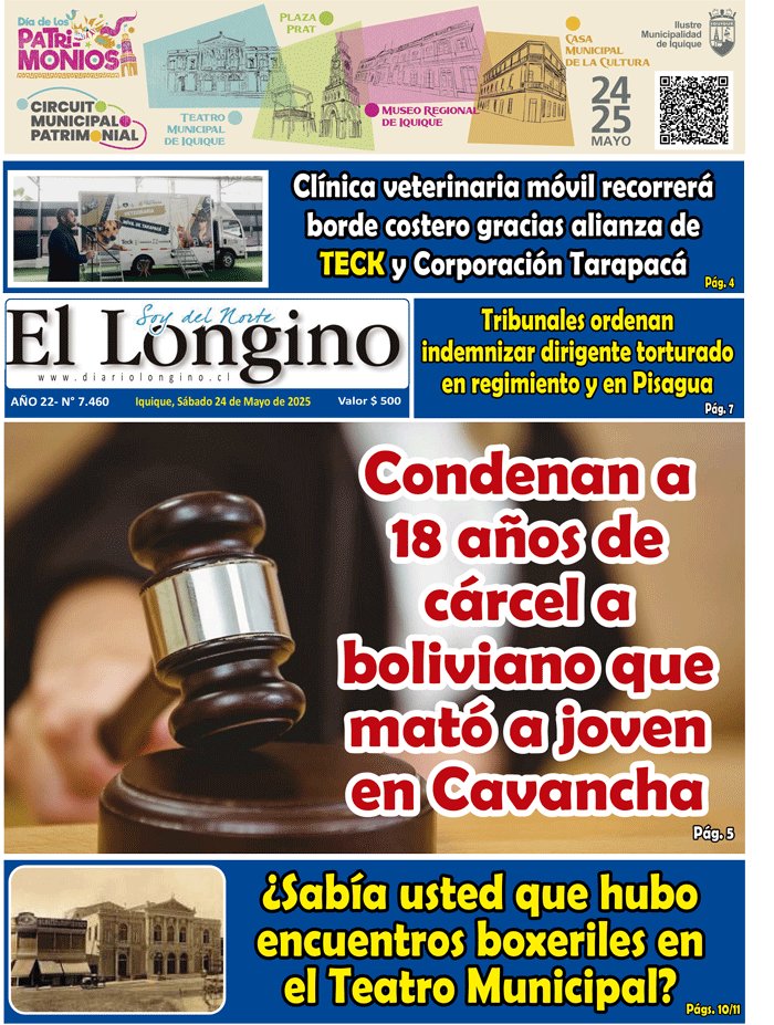 ElLongino's tweet image. Portada del diario Longino de Iquique 24 de mayo del 2025
Visite diariolongino.cl
#Iquique #AltoHospicio #Tarapaca #Chile