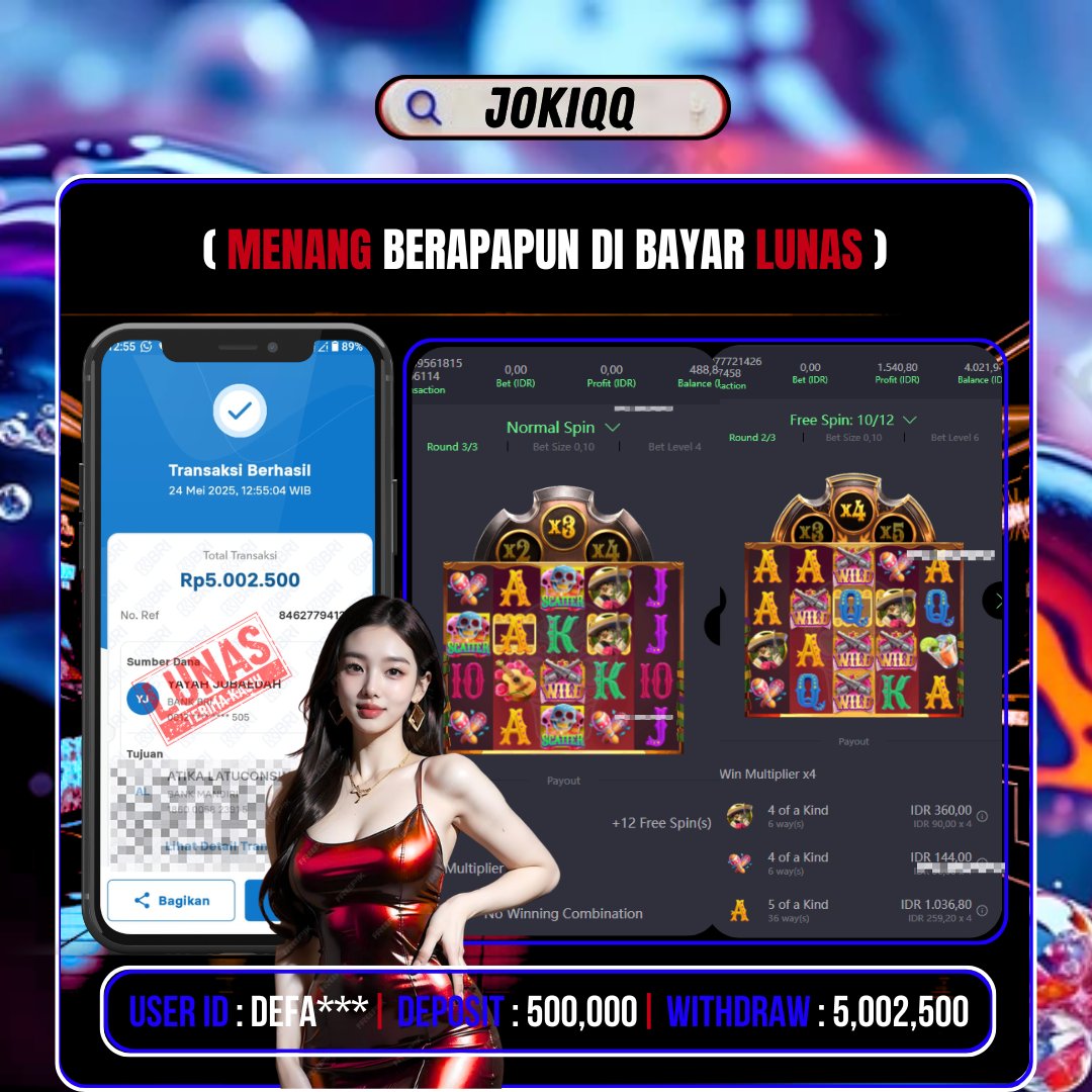 indriyani594944's tweet photo. JOKIQQ JACKPOT WILD BANDITO Rp.5,002,500.,- LUNAS

Selamat kepada User id : DEFA*** Telah berhasil mendapatkan kemenangan besar pada permainan WILD BANDITO JOKIQQ kemenangan Sebesar Rp.5,002,500.

#judipoker https://t.co/woqk9TqqVK
