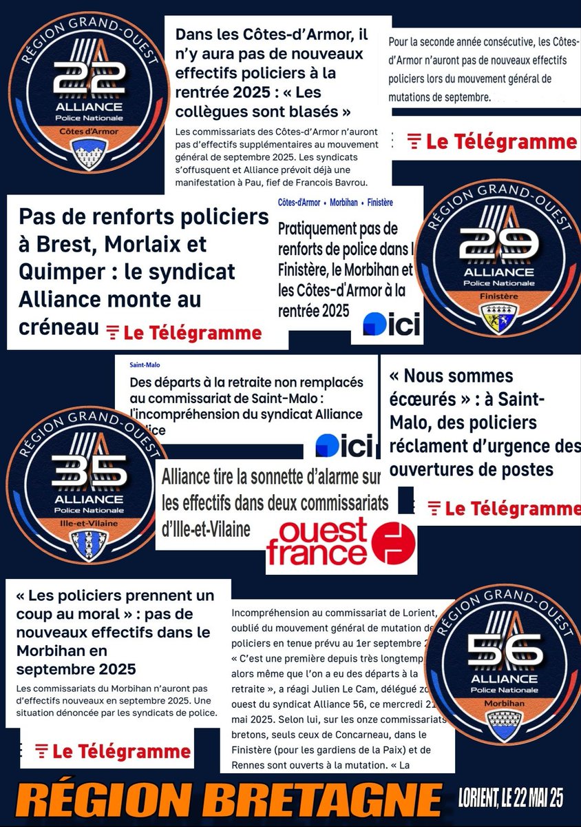 #cotedarmor #morbihan #Finistère <a href="/AlliancePN35/">Alliance PN ille et vilaine 35</a>  #ileetvilaine #telegramme #ouestfrance #morlaix #brest #saintmalo #saintbrieuc #quimper #alliancepolice #lorient #vannes #lannion #bretagne