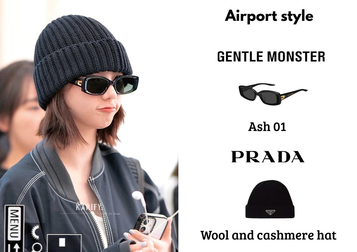 KARINA wears Gentle Monster's Glasses “Ash 01” and PRADA's “Wool