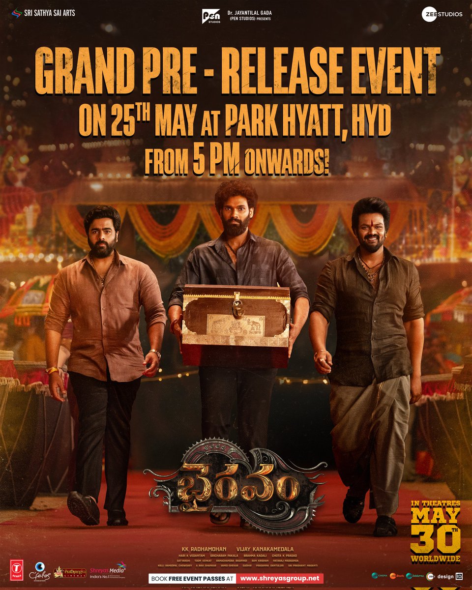 Rohith Nara (@iamrohithnara) on Twitter photo All set for a celebratory evening with the entire cast and crew of #Bhairavam 💥💥
#Bhairavam Grand Pre-Release Event on May 25th from 5 PM onwards at Park Hyatt, Hyderabad ❤🔥
In cinemas worldwide on May 30th. <a href="/HeroManoj1/">Manoj Manchu🙏🏻❤️</a> <a href="/BSaiSreenivas/">Bellamkonda Sreenivas</a> <a href="/DirVijayK/">Vijay Kanakamedala</a> <a href="/KKRadhamohan/">K.K.Radhamohan</a> All set for a celebratory evening with the entire cast and crew of #Bhairavam 💥💥
#Bhairavam Grand Pre-Release Event on May 25th from 5 PM onwards at Park Hyatt, Hyderabad ❤🔥
In cinemas worldwide on May 30th. <a href="/HeroManoj1/">Manoj Manchu🙏🏻❤️</a> <a href="/BSaiSreenivas/">Bellamkonda Sreenivas</a> <a href="/DirVijayK/">Vijay Kanakamedala</a> <a href="/KKRadhamohan/">K.K.Radhamohan</a>