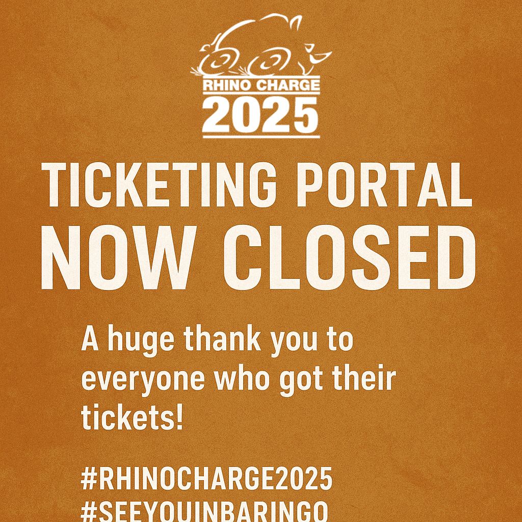 That’s it — the 2025 Rhino Charge ticketing portal is officially closed!

A huge thank you to everyone who secured their spot. We can’t wait to welcome you to the wild terrain of Baringo for an unforgettable adventure! 🦏🔥

#RhinoCharge2025 #WhyWeCharge #TicketingClosed