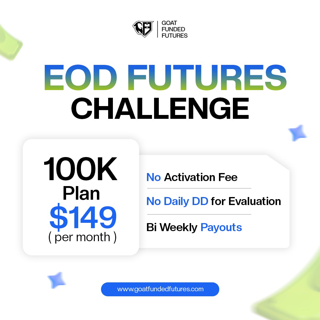 🚨 Attention Intraday Futures Traders 🚨

This one’s built for those who want flexibility and short term trades.

🔥 Take our $100K EOD Plan for just $74.50 (first month)

Then only $149/month, with zero hidden fees.

Here’s what you get:
✅ No Activation Fee
✅ No Daily Loss
