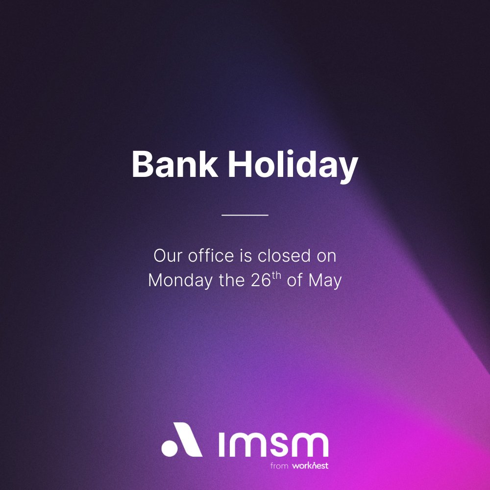 Dear Customers,

Please note that our main offices will be closed on Monday, 26th May 2025, in observance of the UK Bank Holiday. We will resume normal operations on Tuesday, 27th May, and look forward to assisting you then.

Contact us: hubs.ly/Q03p18T00