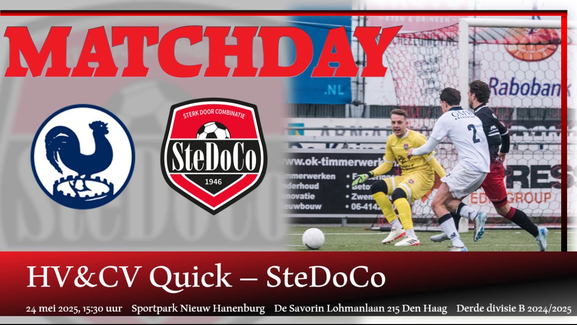 1Stedoco's tweet photo. MATCHDAY!
De laatste wedstrijd spelen we om 15:30 u in Den Haag tegen Quick. Er staat niets meer op het spel voor beide teams. Nog 1 x genieten van Akram, Redou, Tibeau, Mitchell, Arwin, Maarten, Rick en Maikel. 🔴⚫️ #quiste
https://t.co/MiE5ib6CMV https://t.co/xpm4yf3eaM