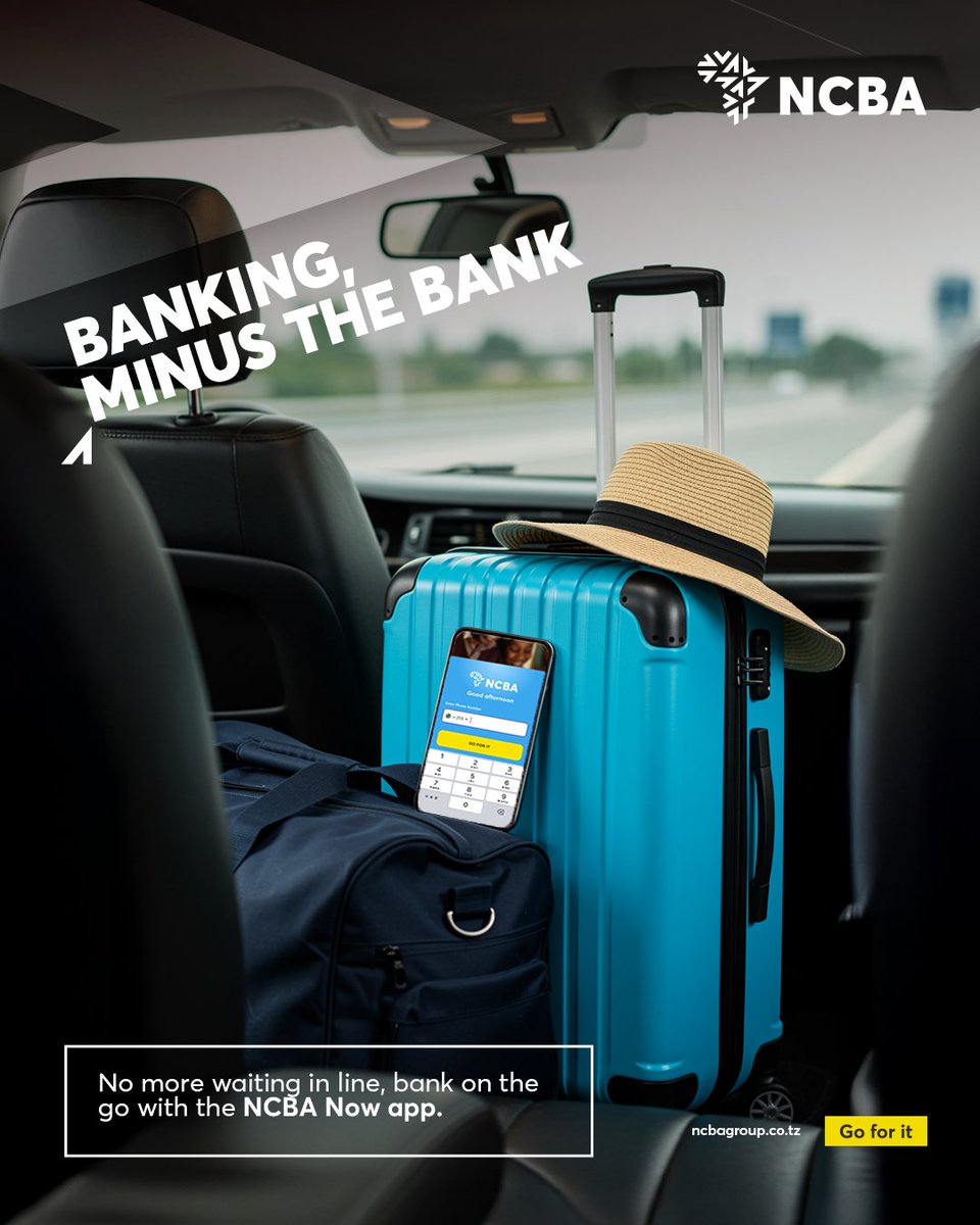 Your bank. Your terms. Your time.

Manage your finances on the go with the NCBA Now App — simple, secure, and always with you.

Because wherever life takes you, we’re right there. Available on App Store and Play Store. #GoForIt