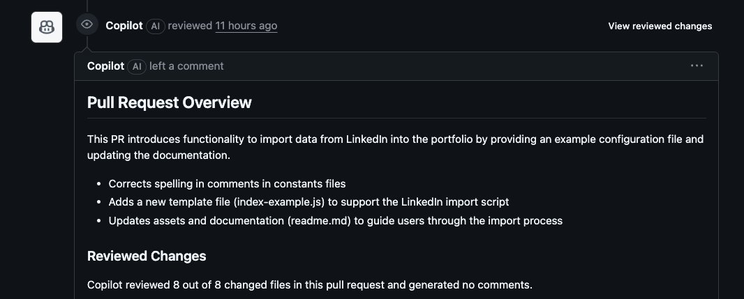 Copilot approves my changes 👍🏻
(although it didn't review the main business logic files only 🙂)