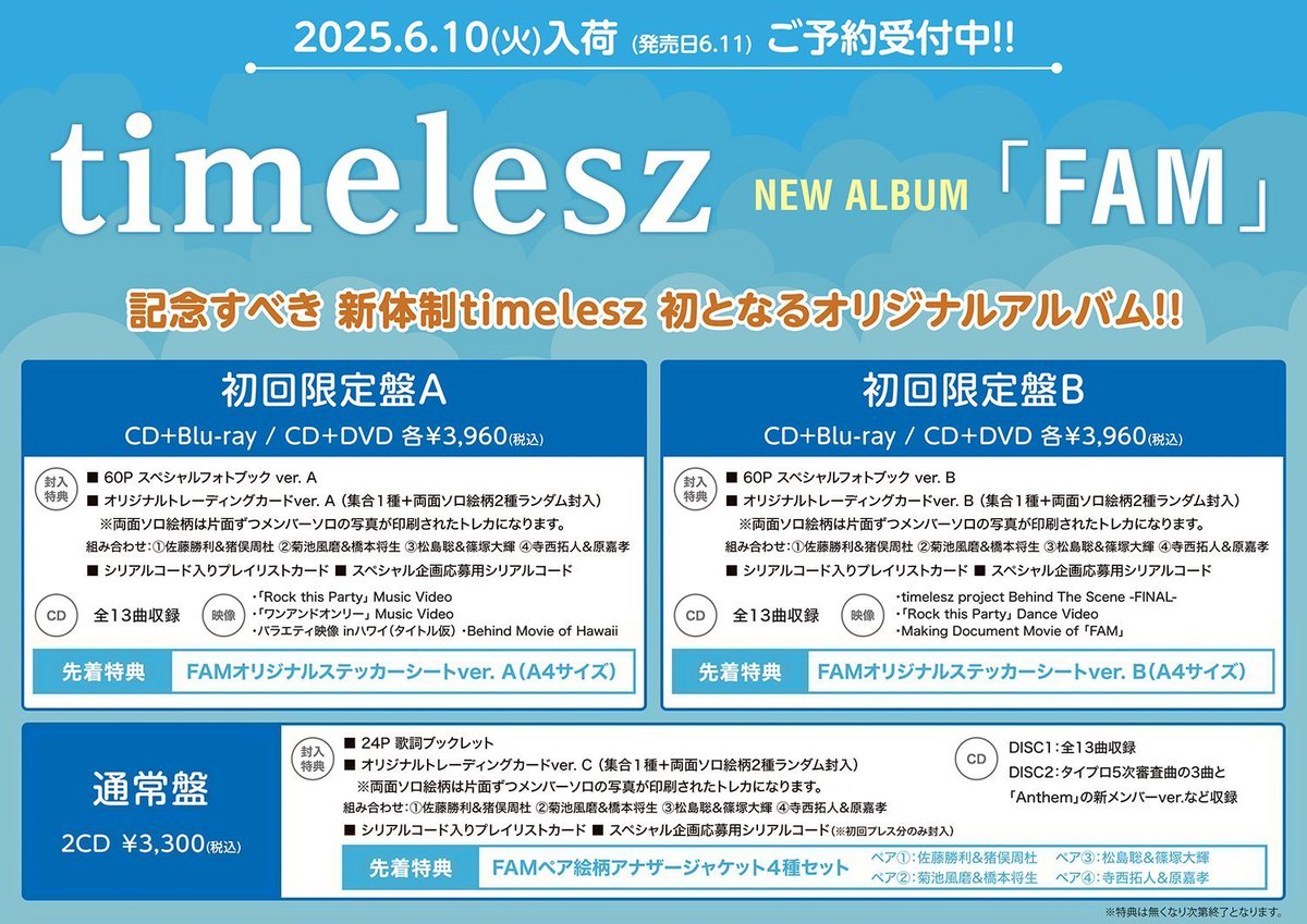 6月11日発売✨ 【新体制 #timelesz】 初となるオリジナルアルバム 