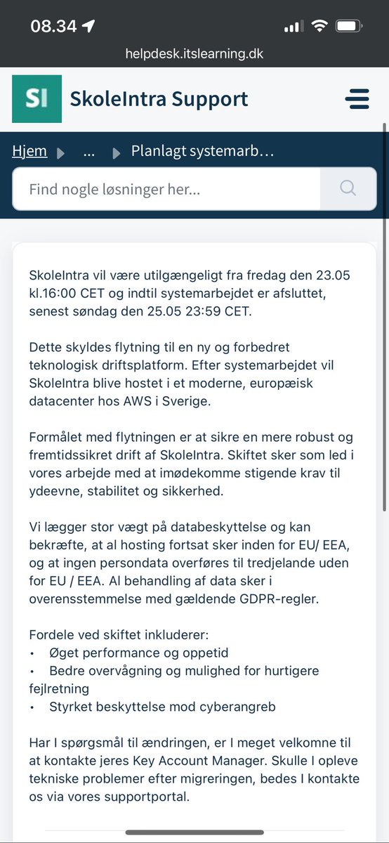 Tonedøvt. Så flytter Itslearning hele Skoleintra / Forældreintra deres platformen til AWS i Sverige. I den nuværende geopolitiske situation, og med hele snakken om datasikkerhed/privatliv vs. #bigtech. Deres er data om vores børn for pokker. #dkpol #dkmedier