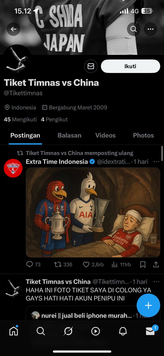 jwizzec's tweet photo. NIH PENIPU AJG LAKNAT TAI 
awalnya gue percaya karna dia dimintain proof record/ss sgala macem nurut BENER BENER MEYAKINKAN TAPI TERNYATA SAMA AJA PENIPU HAMA‼️
nih no wa-nya : +62 822-4136-8640
no rek bni-nya : 1932125718 an RYAN DWI
#penipuan #penipu #tiket #timnas https://t.co/BXw4KUIRD5