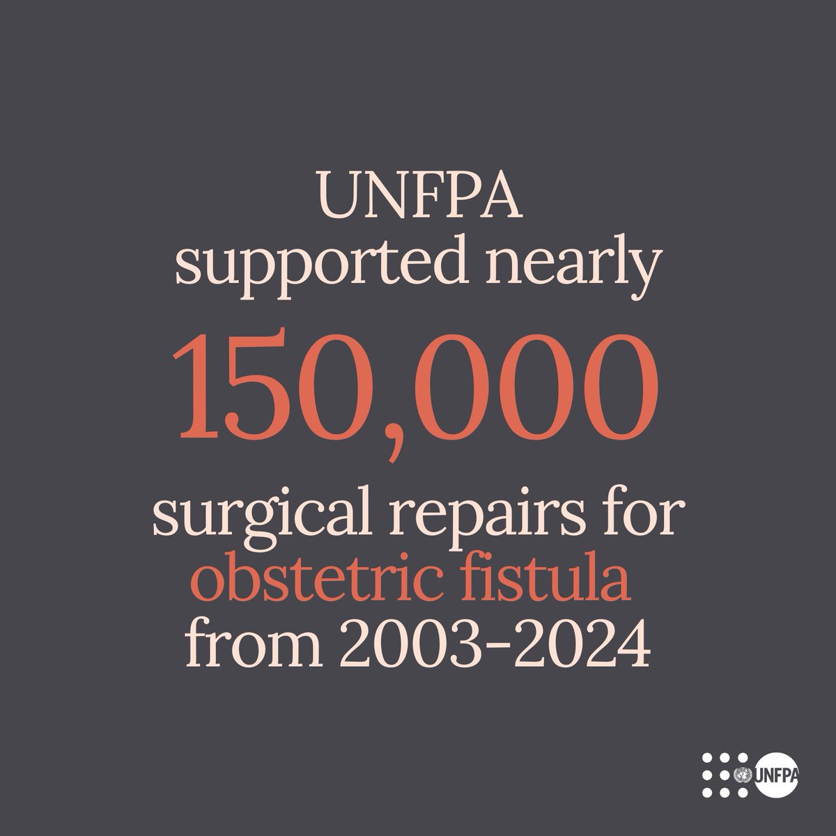 🤔 #DidYouKnow that up to 95% of vaginal fistula can be closed surgically?

With increased support, we can prevent this devastating childbirth injury.

Join @‌UNFPA—the @un sexual and reproductive health agency—in spreading the word to help #EndFistula: unf.pa/cef