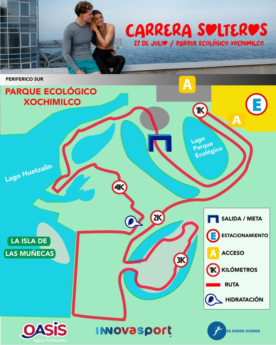 😱🤩😍RUTA CARRERA SOLTEROS 5K 2025😱🤩😍

¡La Carrera Solteros 5K 2025 está de vuelta! Este 27 de julio, el Parque Ecológico Xochimilco se convertirá en el escenario perfecto para vivir una experiencia única donde el running y el romance se unen. Prepárate para correr,