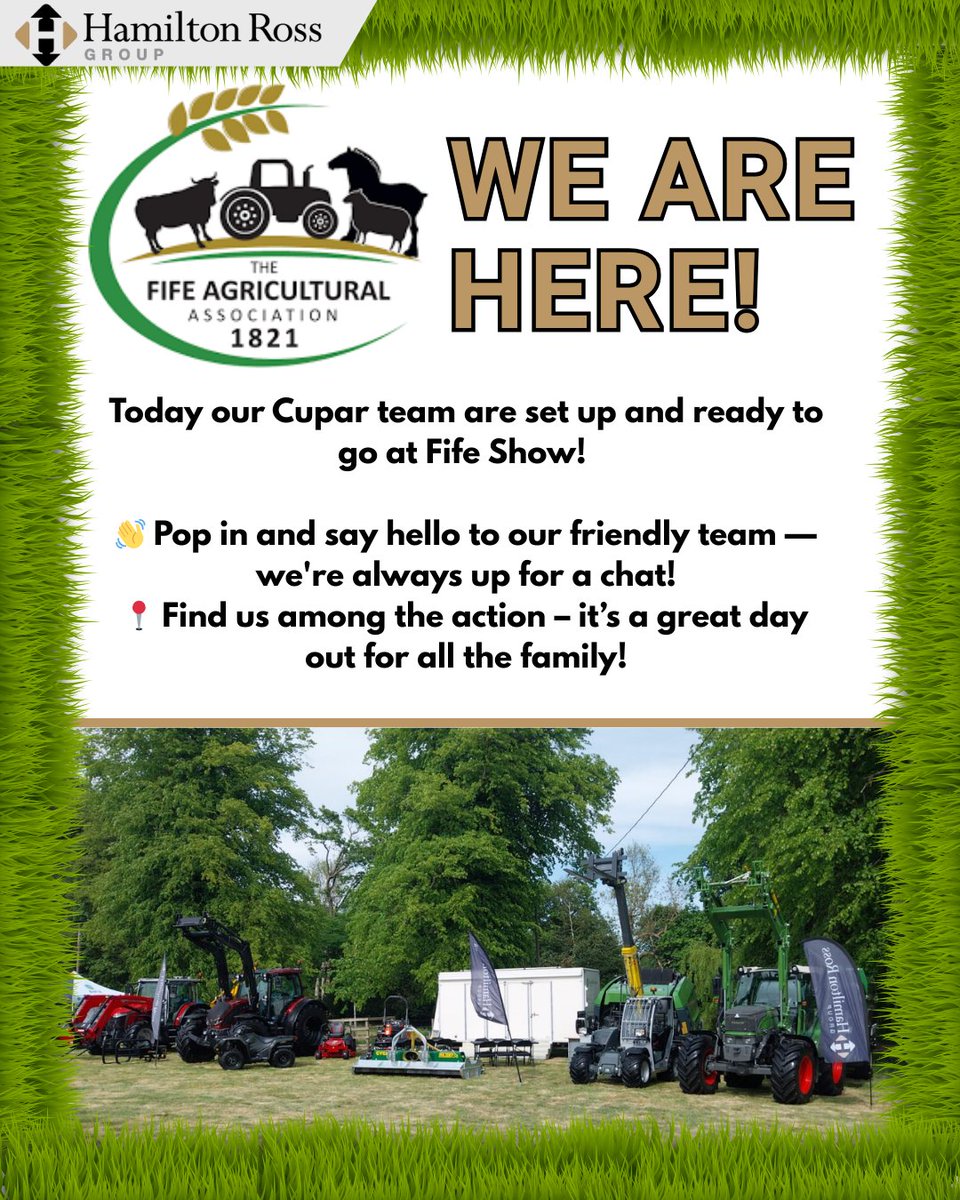 hamrossgroup's tweet photo. ππ Today we're at the Fife Show, showcasing innovation and horsepower!
π Visit our stand and chat with our expert team.
π€© Weβd love to see you!
#FifeShow #FarmEquipment #FarmingCommunity #TractorLife #FifeEvents #FarmingShow #RuralLife https://t.co/mcECEebXqJ