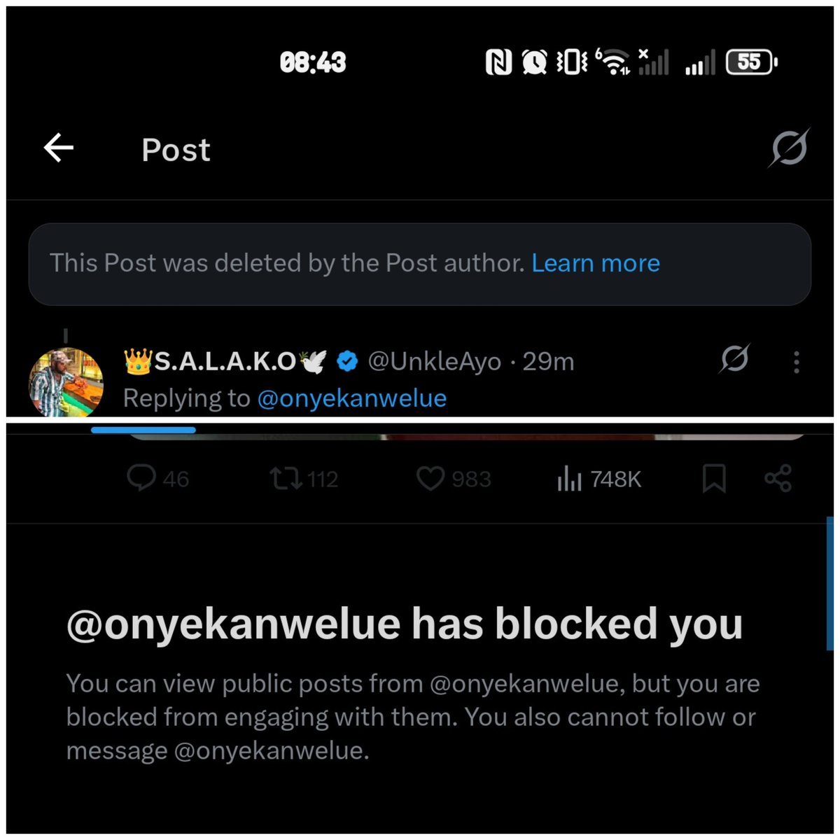 UnkleAyo's tweet image. A very short story.

Gap between screenshot I &amp;amp; II is where he quotes, calling me "struggling"  [I can't find the screenshot].

I won't do poverty olympics on x with you, or brokeshame unprovoked.

But if you think you can speak English and want to mud bath with me, ask around.