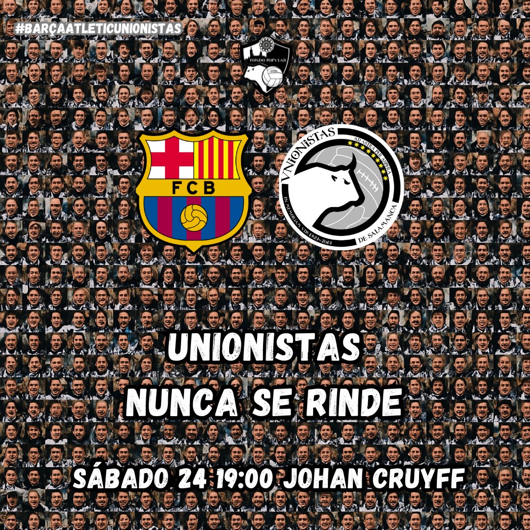 💪 ¡UNIONISTAS NUNCA SE RINDE! 💪

<a href="/UnionistasCF/">Unionistas de Salamanca CF</a> 🆚 <a href="/FCBarcelonaB/">Barça Atlètic</a>
🕖 19:00h
🏟️ Johan Cruyff
📺 feftv.com
📻 <a href="/a_indebida12/">Alineación Indebida</a>

#Creemos ⚪⚫
#BarçaAtlèticUnionistas
#Luchahastaelfinal