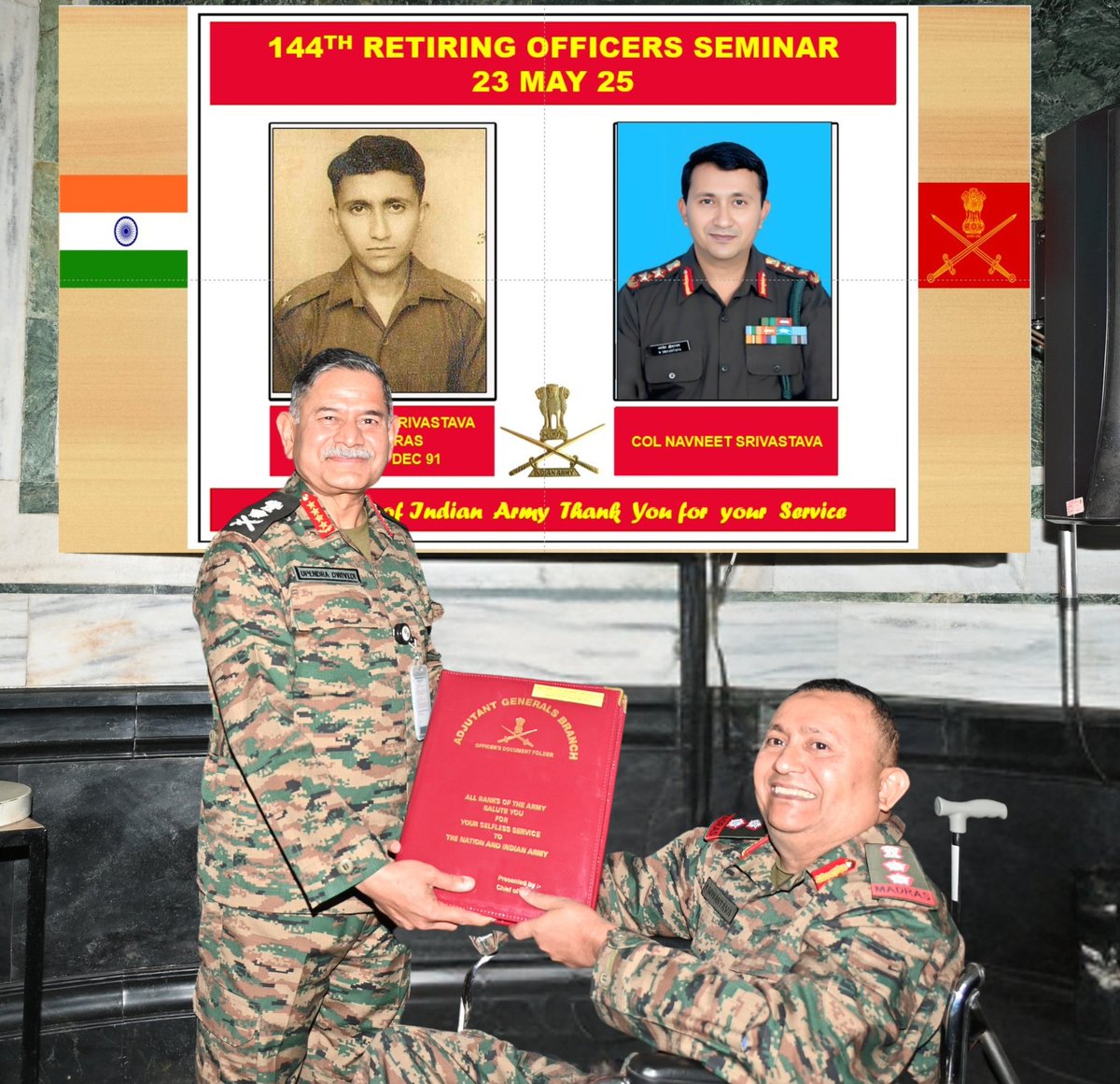adgpi's tweet image. Honouring a Lifetime of Service to the Nation

#GeneralUpendraDwivedi, #COAS interacted with the Officers superannuating on 31 May 2025 during the Retiring Officers&apos; Seminar #ROS. #COAS commended the Officers for their selfless service to the Nation &amp;amp; the organisation and…