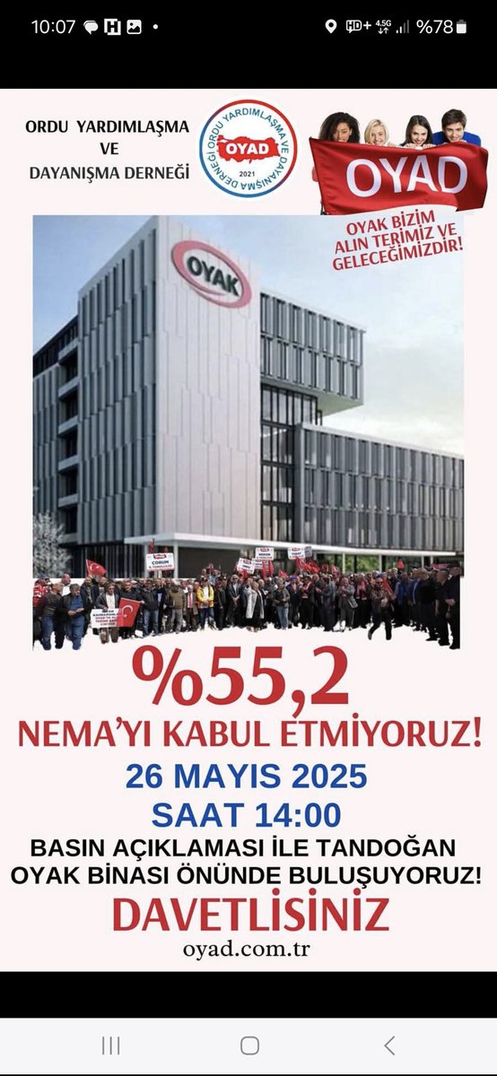 LÜTFEN KATILIM SAĞLAYINIZ!
Rezervinizi ve OYAK’ı korumak için Ankara’da İkamet eden (Çalışan/Muvazaf Hariç)  Tüm Hak sahibi Aileleri, Daimi Üye EMS üyesi ve OYAD ÜYELERİMİZİ KATILIM İÇİN BEKLİYORUZ!
OYAD Ordu Yardımlaşma ve Dayanışma Derneği
