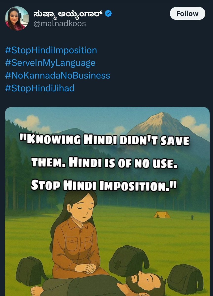 JollyScientist's tweet image. How was that a language issue. People conncting Pahalgam issue with #LanguageRow are diverted and dividing people.
#HindiImposition