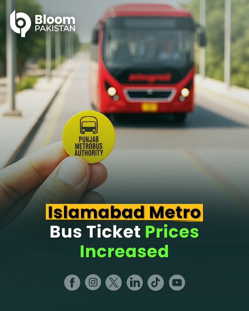 bloom_pakistan's tweet image. Islamabad Metro Bus Fares Hiked

#BloomPakistan @GovtofPakistan #IslamabadMetro #BusFareHike #PublicTransport #FareIncrease #MetroBusUpdate #IslamabadNews #TransportNews #CommuterAlert

Read Full Details:
bloompakistan.com/islamabad-metr…