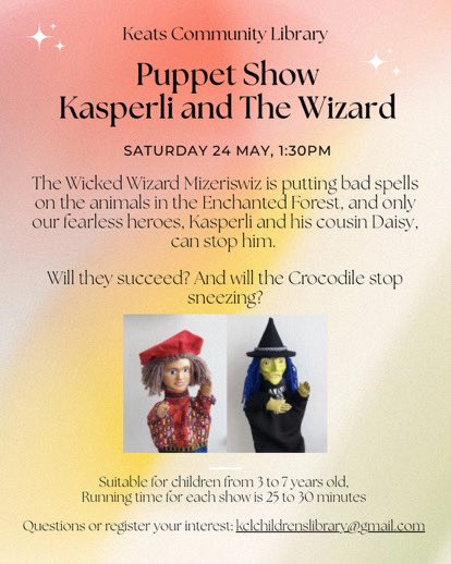 Pramstead_'s tweet image. TODAY at @KeatsHouse Library:
#puppetshow Kasperli and The Wizard
1:30pm #Hampstead #whatsonforkids