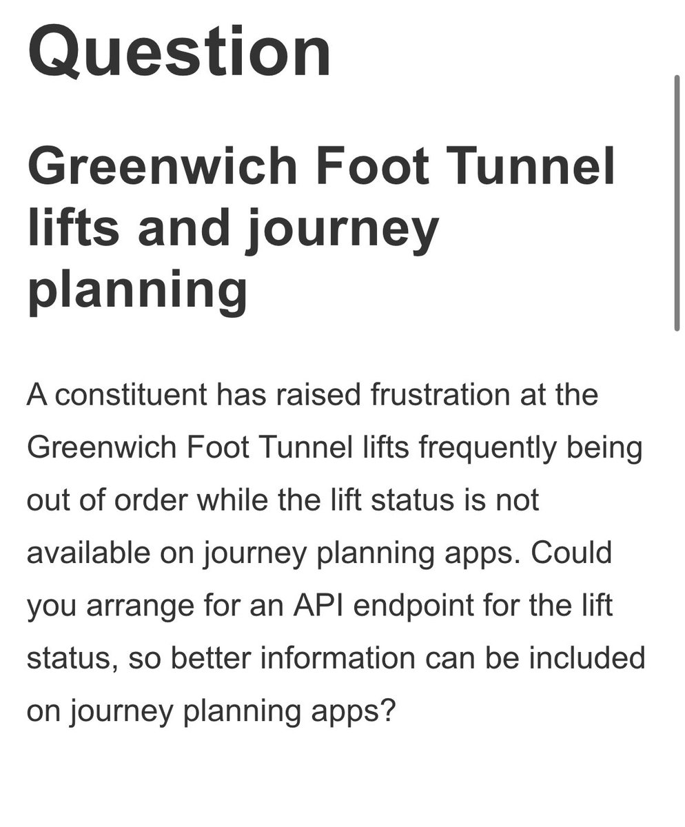 Escalate Now Cutty Sark DLR (@escalatecsdlr) on Twitter photo Good question about alternative river crossings. We asked Caroline Russell to help out because management of these crucial commuter links is appalling! Her question 👇 to <a href="/MayorofLondon/">Mayor of London, Sadiq Khan</a> this month. We hope to get an answer soon Good question about alternative river crossings. We asked Caroline Russell to help out because management of these crucial commuter links is appalling! Her question 👇 to <a href="/MayorofLondon/">Mayor of London, Sadiq Khan</a> this month. We hope to get an answer soon