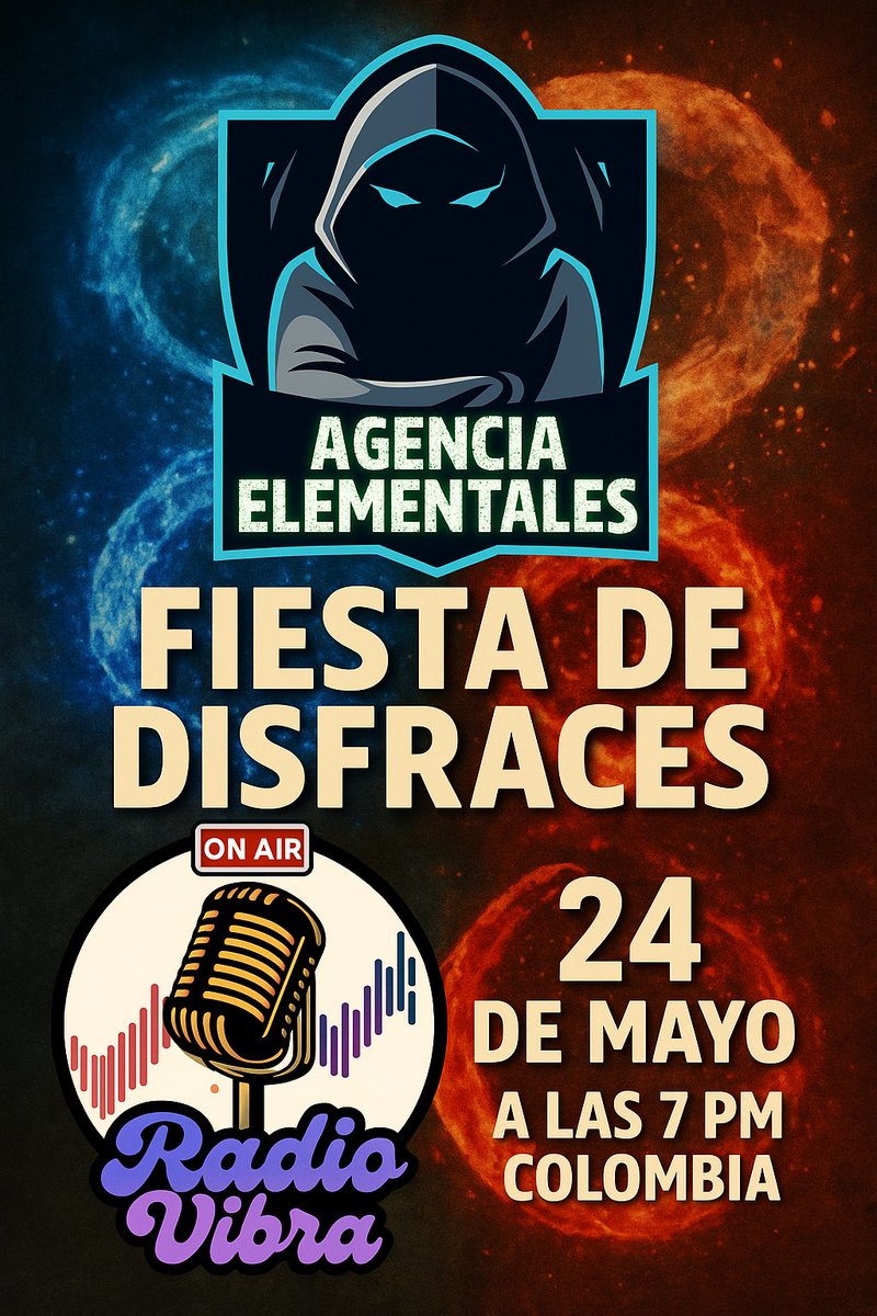 Nos vamos de evento!!! 📣
Acompañando a nuestro aliados <a href="/AgenciaElemen/">Agencia Elementales</a> 👏🏻 en el evento de disfraces y <a href="/RadiovibraF/">Radiovibrafm</a> estará animando con sus djs en vivo 🔥
24 MAYO 7 PM 🇨🇴, muy buenos premios , os esperamos !!!!