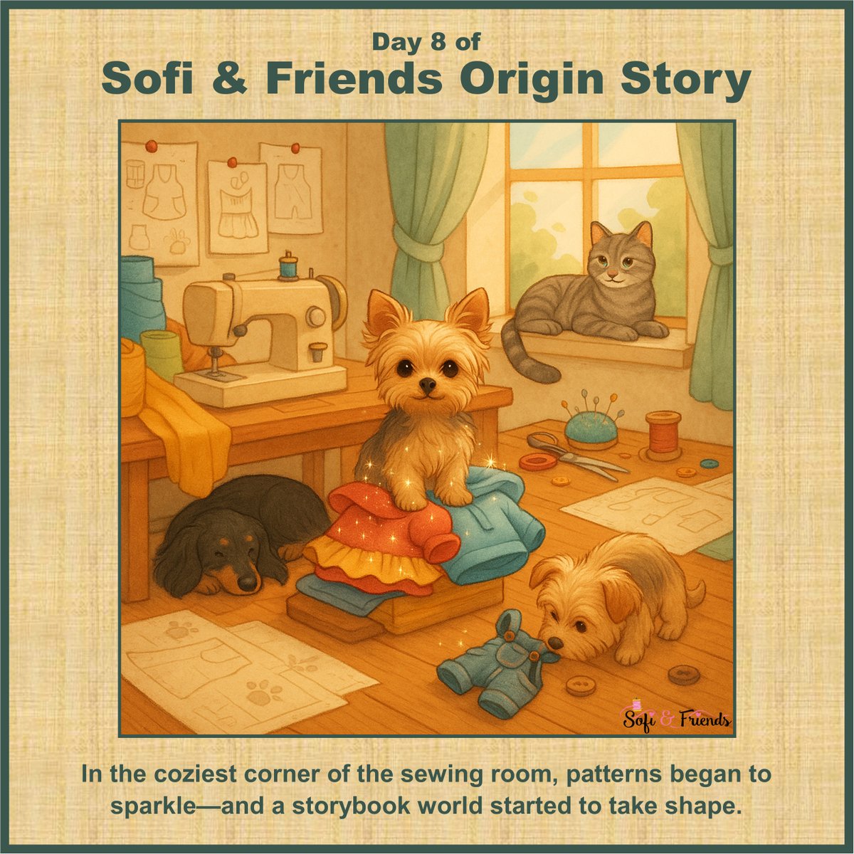 SofiandFriends's tweet image. Day 8: The Patterns That Sparked It All
One ruffle twirled. A hoodie wagged. And just like that—sewing turned into storytelling. 🎨🐶
Tomorrow… Sofi grabs her crown and steps into a storybook. 👑✨
 etsy.com/shop/SofiandFr…
#SofiAndFriends #PatternMagic #DogStyle