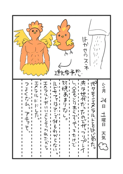 ポケモンエメラルドプレイ絵日記1 アチャモにしました 