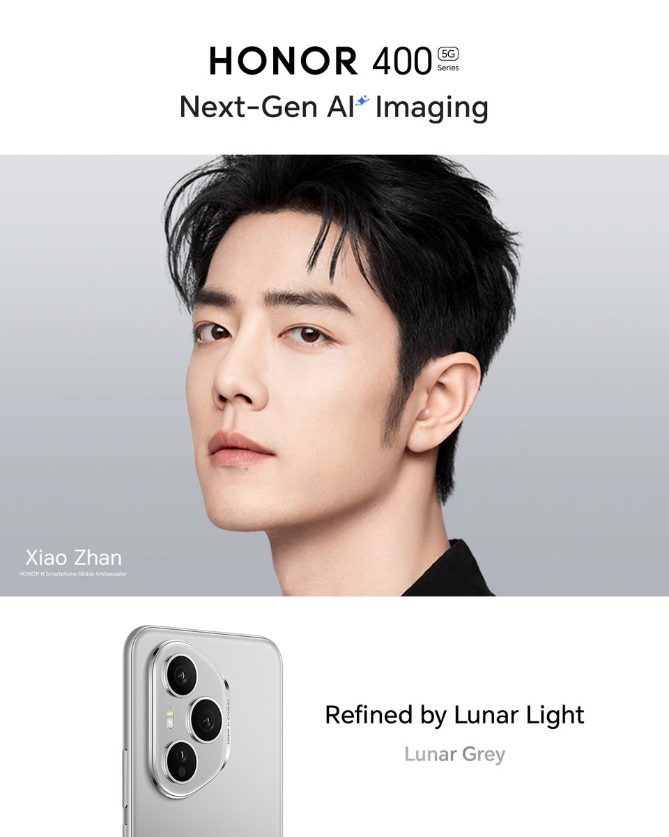 HonorMalaysia's tweet photo. Refined by Lunar light 🩶
#XiaoZhan #HONOR N Smartphone Global Ambassador Powerfully interprets an Aesthetic Masterpiece, showcasing the many expressions of color! The #HONOR400Series with #NextGenAIImaging — Experience The Power of True-to-life Clarity. https://t.co/AryubtDkxN
