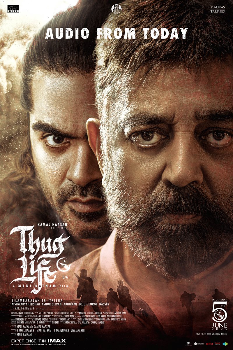 Madras Talkies (@madrastalkies_) on Twitter photo THUG in every tone. Power in every beat.
#ThuglifeAudioFromToday #ThuglifeAudioLaunch
#ThuglifeFromJune5 #KamalHaasan #SilambarasanTR
A #ManiRatnam Film
An <a href="/arrahman/">A.R.Rahman</a> Musical
<a href="/ikamalhaasan/">Kamal Haasan</a> <a href="/SilambarasanTR_/">Silambarasan TR</a> #Mahendran <a href="/bagapath/">Siva Ananth</a> <a href="/trishtrashers/">Trish</a> <a href="/AishuL_/">Aishu__</a> <a href="/AshokSelvan/">Ashok Selvan</a> <a href="/abhiramiact/">Abhirami</a> THUG in every tone. Power in every beat.
#ThuglifeAudioFromToday #ThuglifeAudioLaunch
#ThuglifeFromJune5 #KamalHaasan #SilambarasanTR
A #ManiRatnam Film
An <a href="/arrahman/">A.R.Rahman</a> Musical
<a href="/ikamalhaasan/">Kamal Haasan</a> <a href="/SilambarasanTR_/">Silambarasan TR</a> #Mahendran <a href="/bagapath/">Siva Ananth</a> <a href="/trishtrashers/">Trish</a> <a href="/AishuL_/">Aishu__</a> <a href="/AshokSelvan/">Ashok Selvan</a> <a href="/abhiramiact/">Abhirami</a>