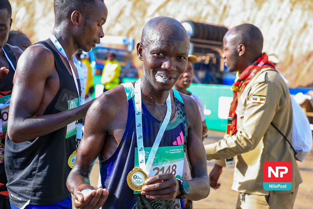 Chebet Abel from Kapchorwa wins the 21K race at the #CoffeeMarathonUG in Rwashamire, Ntungamo District.