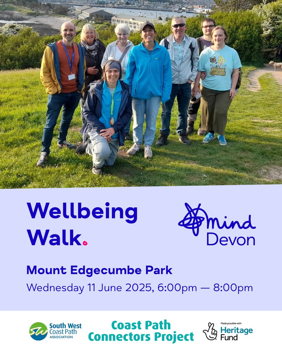 Devon Mind (@minddevon) on Twitter photo Join our upcoming evening ๐ช๐ฒ๐น๐น๐ฏ๐ฒ๐ถ๐ป๐ด ๐ช๐ฎ๐น๐ธ in partnership with <a href="/swcoastpath/">South West Coast Path Association</a>! ๐ฃ
๐ Wednesday 11 June 2025
โฐ 6:00pm โ 8:00pm
๐บ๏ธ Mount Edgecumbe Park
Find out more and sign up here: loom.ly/rMXBgfk Join our upcoming evening ๐ช๐ฒ๐น๐น๐ฏ๐ฒ๐ถ๐ป๐ด ๐ช๐ฎ๐น๐ธ in partnership with <a href="/swcoastpath/">South West Coast Path Association</a>! ๐ฃ
๐ Wednesday 11 June 2025
โฐ 6:00pm โ 8:00pm
๐บ๏ธ Mount Edgecumbe Park
Find out more and sign up here: loom.ly/rMXBgfk