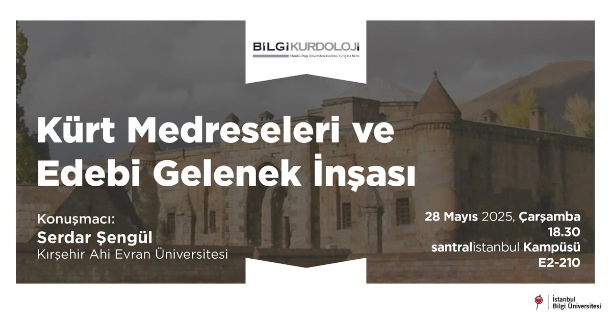 Kerem bikin werin bernameya me. Emê roja çarşemê li zaningeha Bilgiyê li benda we bin. <a href="/SerdarRusen/">Serdar</a> xoce dê li ser medreseyên kurdî û avakirina  nerîta edebî biaxive.