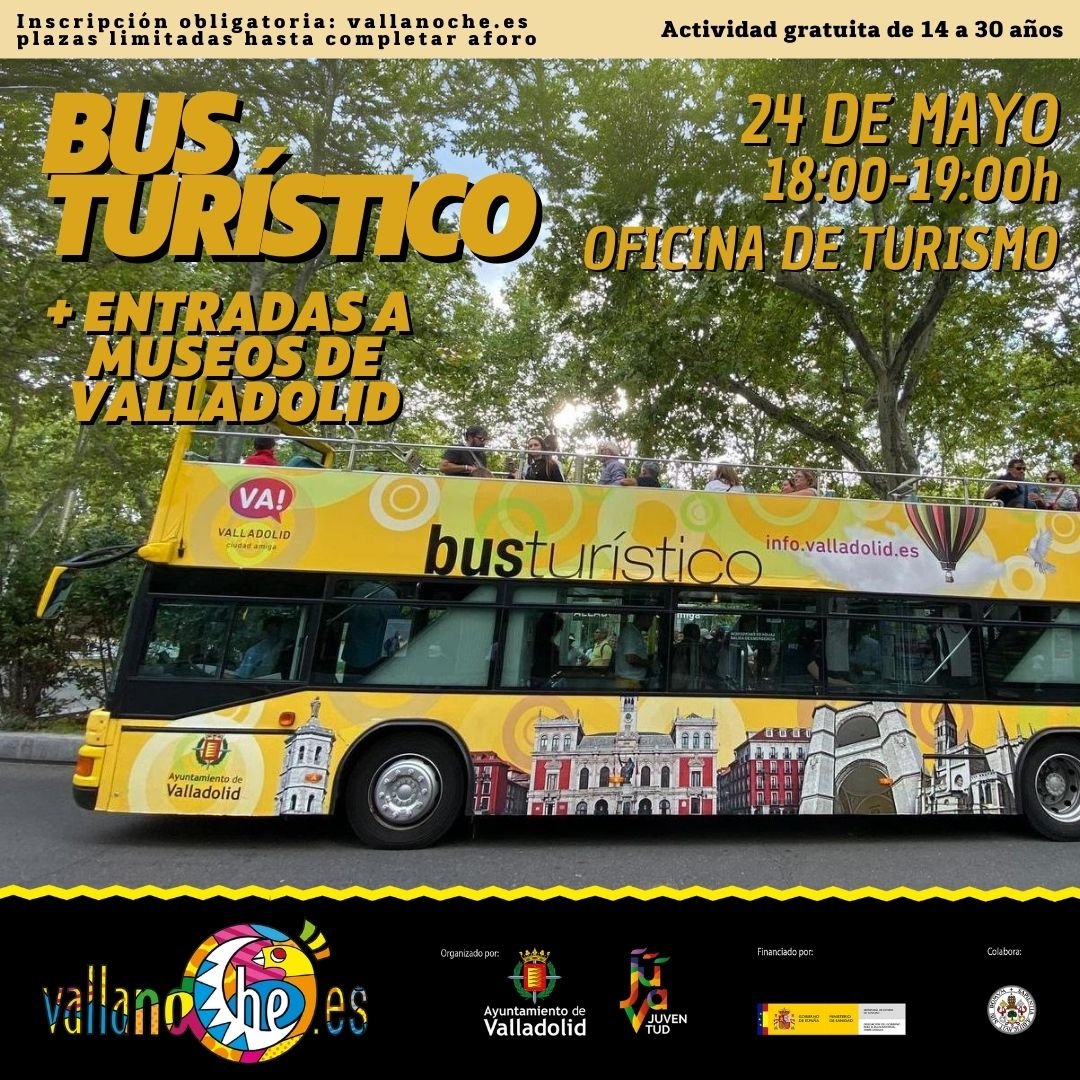AUVASA (@auvasavll) on Twitter photo 📢 BUS Turístico + Entradas a museos con <a href="/VallaTarde/">vallatarde</a> y <a href="/VallaNoche/">VallanoChe</a>
📌 Oficina de Turismo Acera Recoletos
⏰ 17 h. (VT) y 18 h. (VN)
👉 Disfruta de la actividad #MejorEnBUS
🚍 Líneas con parada cercana: 1, 2, 3, 4, 5, 6, 7, 8, 9, 18 y 19
👉+ info en: vallanoche.org 📢 BUS Turístico + Entradas a museos con <a href="/VallaTarde/">vallatarde</a> y <a href="/VallaNoche/">VallanoChe</a>
📌 Oficina de Turismo Acera Recoletos
⏰ 17 h. (VT) y 18 h. (VN)
👉 Disfruta de la actividad #MejorEnBUS
🚍 Líneas con parada cercana: 1, 2, 3, 4, 5, 6, 7, 8, 9, 18 y 19
👉+ info en: vallanoche.org