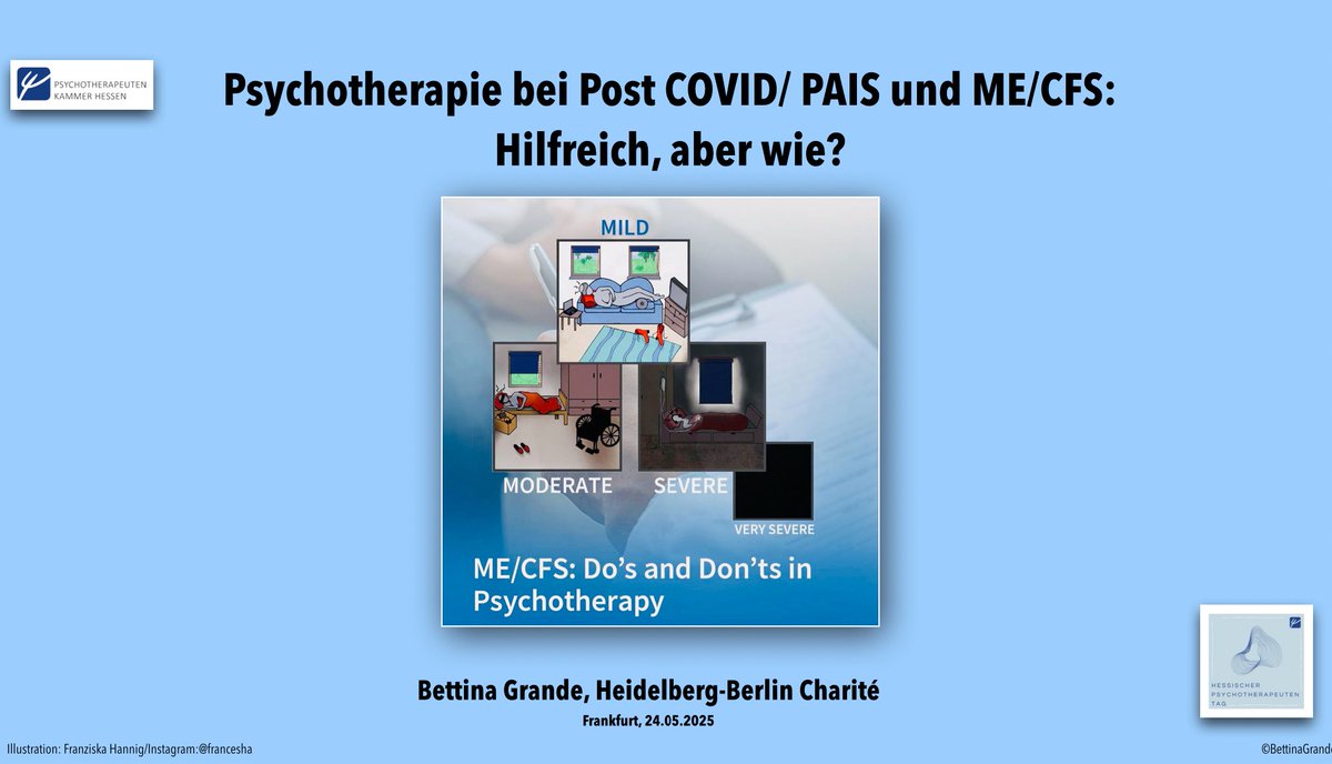 GrandeBettina's tweet image. Guten Morgen, Frankfurt!
Los geht’s mit dem
13. Hessischen Psychotherapeutentag!
Auch #PostCovid, #PAIS, #MECFS, #PEM und #Pacing werden hier Thema sein!