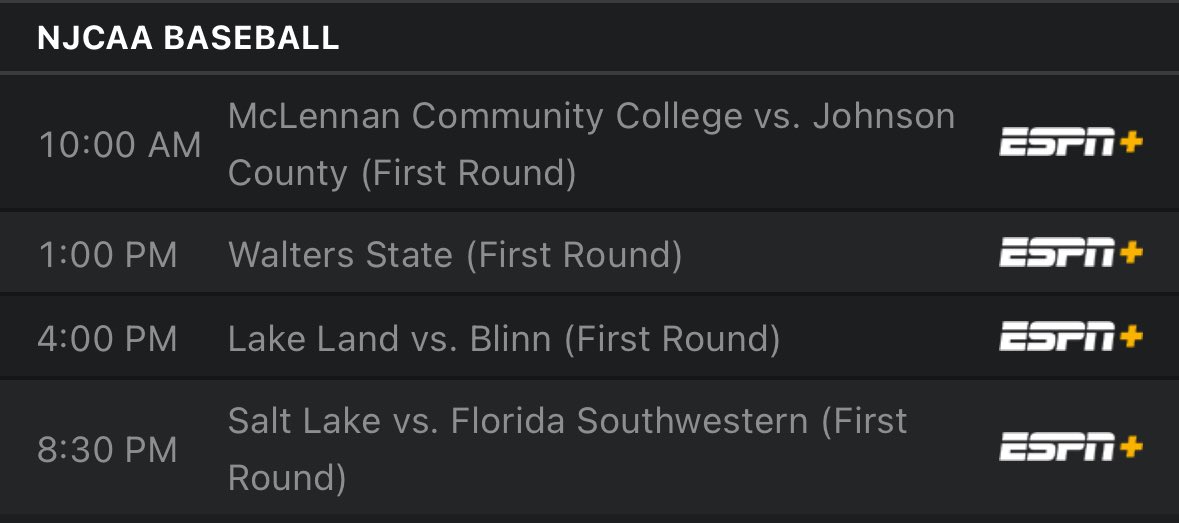 Noah Sharp (@the_noah_sharp) on Twitter photo TODAY IS THE DAY!
ALL THE WORLD SERIES!
TUNE INTO <a href="/ESPNPlus/">ESPN+</a> AND CATCH <a href="/McKinstryZach/">Zach McKinstry</a> ON THE CALL FOR ALL THE <a href="/JUCOWorldSeries/">JUCO World Series⚾️</a> GAMES! TODAY IS THE DAY!
ALL THE WORLD SERIES!
TUNE INTO <a href="/ESPNPlus/">ESPN+</a> AND CATCH <a href="/McKinstryZach/">Zach McKinstry</a> ON THE CALL FOR ALL THE <a href="/JUCOWorldSeries/">JUCO World Series⚾️</a> GAMES!