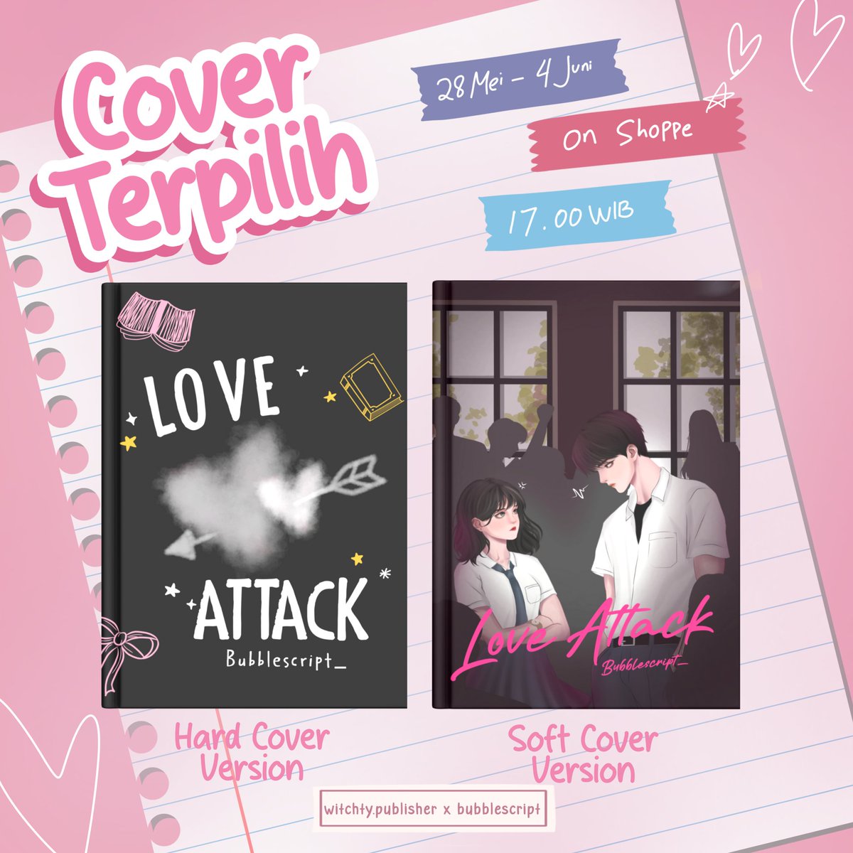LOVE ATTACK by <a href="/bubblescript_/">Ayꔫ</a> 

Cover Terpilih ✨

Empat hari menuju terbit🔥🔥

Siap peluk Ayu &amp; Janu versi buku? 

Cerita ringan dengan nuansa romance ala anak SMA bakal bikin kamu baper . Cocok buat yang gak kuat baca cerita berat tapi pengen baca alur romance yang menarik.