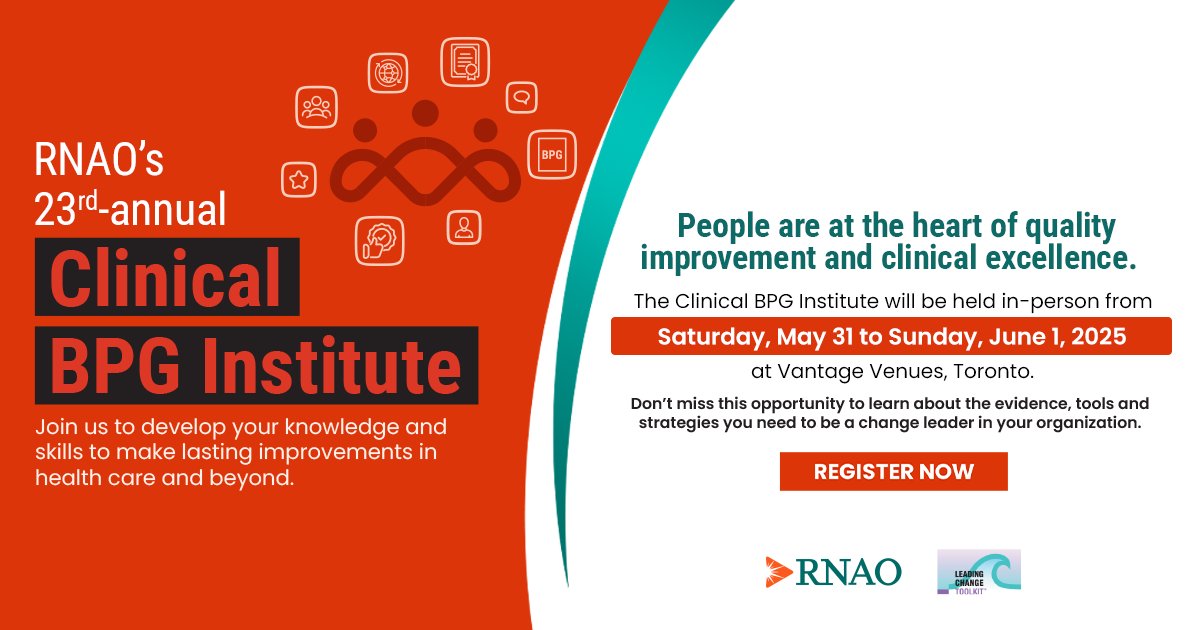 RNAO (@rnao) on Twitter photo ONE MORE WEEK TO GO!🚨
RNAO's highly anticipated 23rd annual Clinical #BPGInstitute is happening this May 31 to June 1, 2025.🥳
Not yet registered? Save your spot — Register now:: RNAO.ca/events/2025BPG…
<a href="/LhamoDolkar2023/">Lhamo Dolkar</a> <a href="/ClaudetteHollow/">Claudette Holloway</a> <a href="/DorisGrinspun/">Dr. Doris Grinspun 🇨🇦 RN, PhD, FAAN, O.ONT</a> ONE MORE WEEK TO GO!🚨
RNAO's highly anticipated 23rd annual Clinical #BPGInstitute is happening this May 31 to June 1, 2025.🥳
Not yet registered? Save your spot — Register now:: RNAO.ca/events/2025BPG…
<a href="/LhamoDolkar2023/">Lhamo Dolkar</a> <a href="/ClaudetteHollow/">Claudette Holloway</a> <a href="/DorisGrinspun/">Dr. Doris Grinspun 🇨🇦 RN, PhD, FAAN, O.ONT</a>